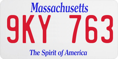 MA license plate 9KY763