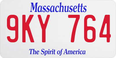 MA license plate 9KY764