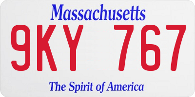 MA license plate 9KY767