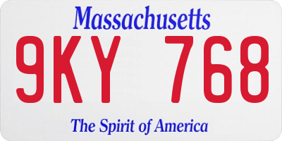MA license plate 9KY768