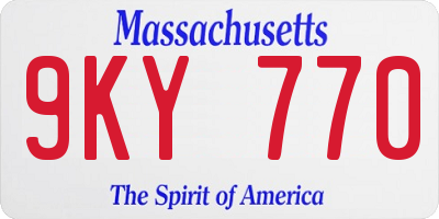 MA license plate 9KY770