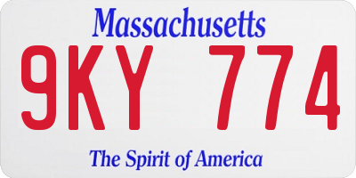 MA license plate 9KY774