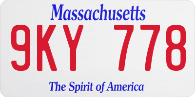 MA license plate 9KY778