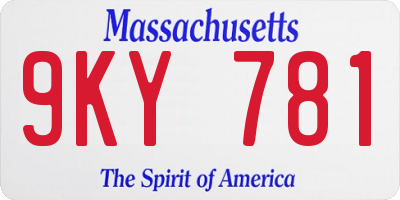 MA license plate 9KY781