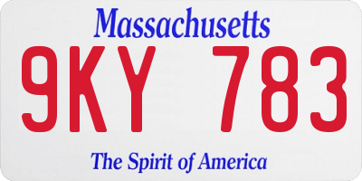 MA license plate 9KY783