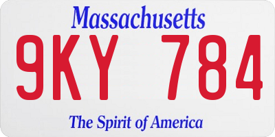 MA license plate 9KY784