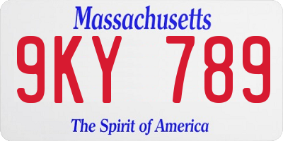 MA license plate 9KY789