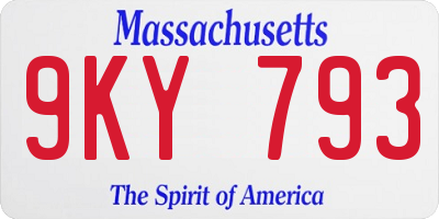 MA license plate 9KY793