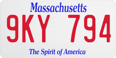 MA license plate 9KY794