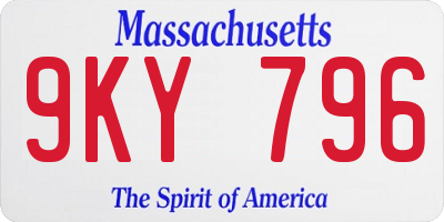 MA license plate 9KY796