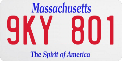 MA license plate 9KY801