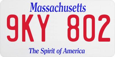 MA license plate 9KY802