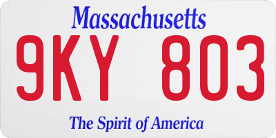 MA license plate 9KY803