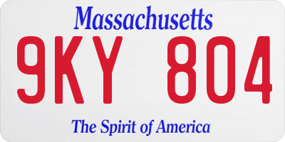 MA license plate 9KY804