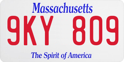 MA license plate 9KY809