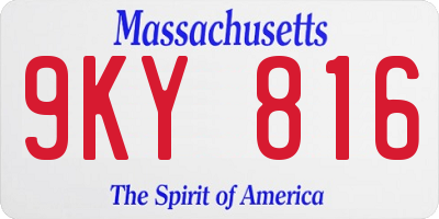 MA license plate 9KY816