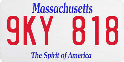 MA license plate 9KY818