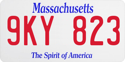 MA license plate 9KY823