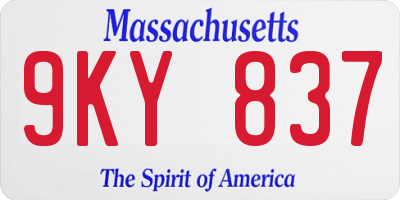 MA license plate 9KY837