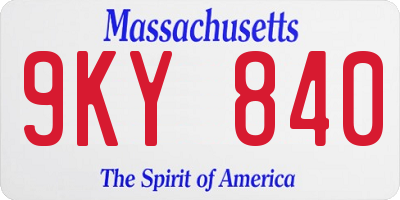 MA license plate 9KY840