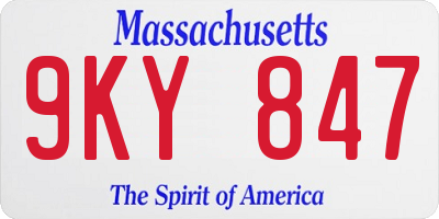 MA license plate 9KY847