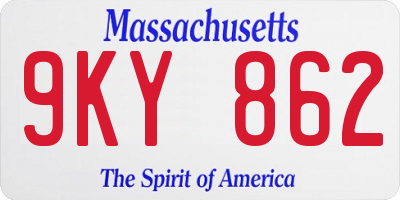 MA license plate 9KY862