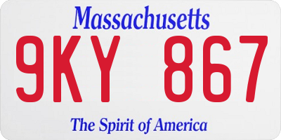 MA license plate 9KY867
