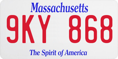 MA license plate 9KY868