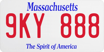 MA license plate 9KY888