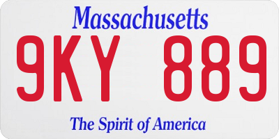 MA license plate 9KY889