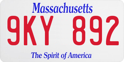 MA license plate 9KY892