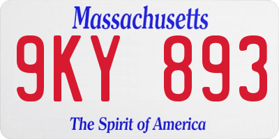 MA license plate 9KY893