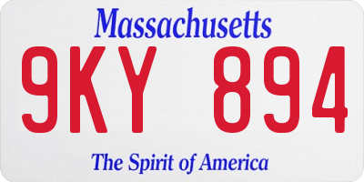 MA license plate 9KY894