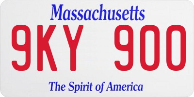 MA license plate 9KY900