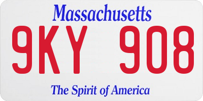 MA license plate 9KY908