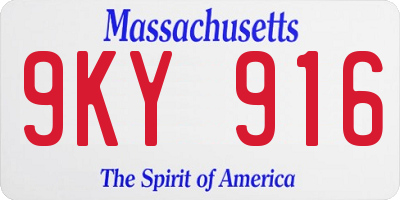MA license plate 9KY916