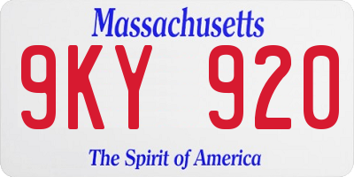 MA license plate 9KY920