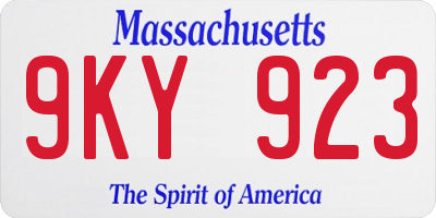 MA license plate 9KY923