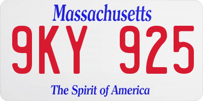 MA license plate 9KY925