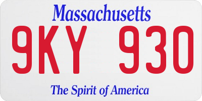 MA license plate 9KY930