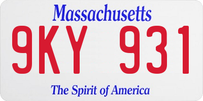 MA license plate 9KY931