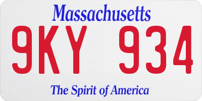MA license plate 9KY934