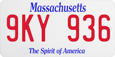 MA license plate 9KY936