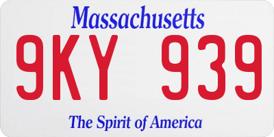 MA license plate 9KY939