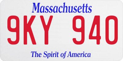 MA license plate 9KY940