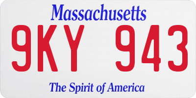 MA license plate 9KY943