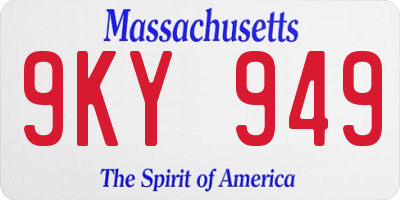 MA license plate 9KY949