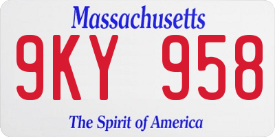 MA license plate 9KY958