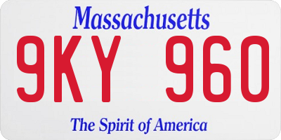 MA license plate 9KY960