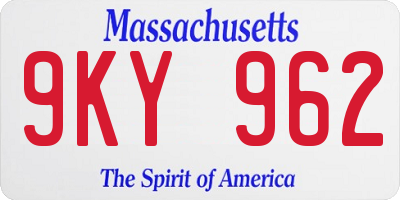 MA license plate 9KY962